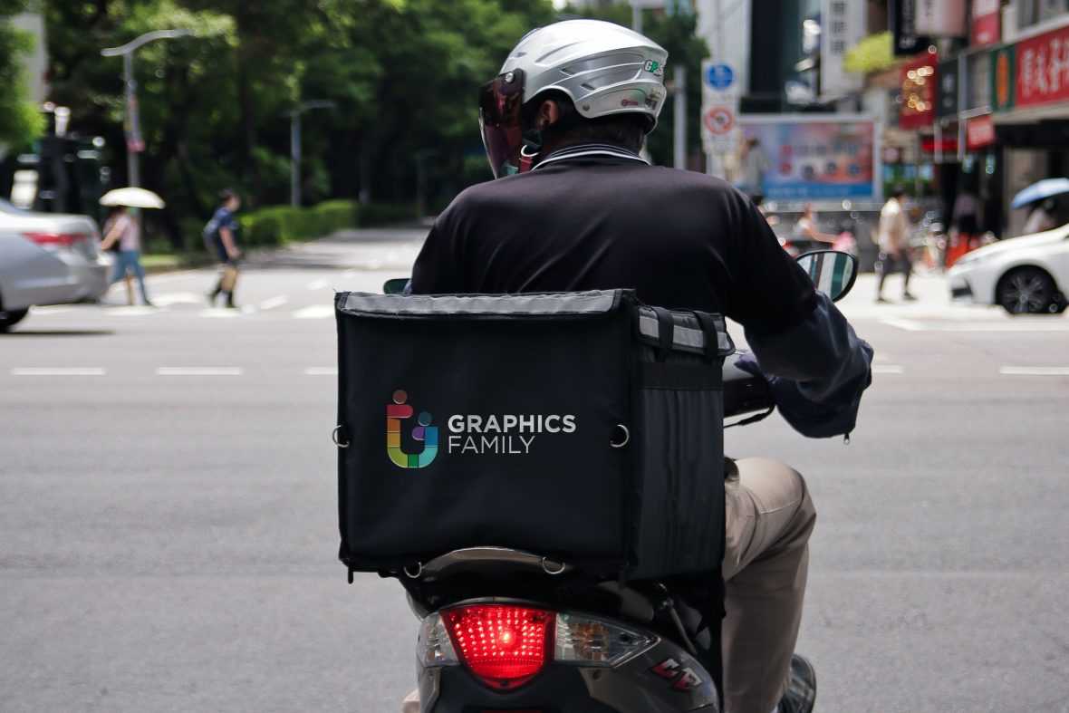 Delivery Rider Bag Logo Mockup