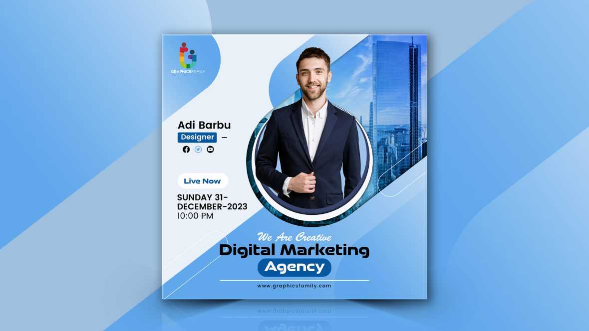 Digital marketing live webinar and corporate social media post template tutorial