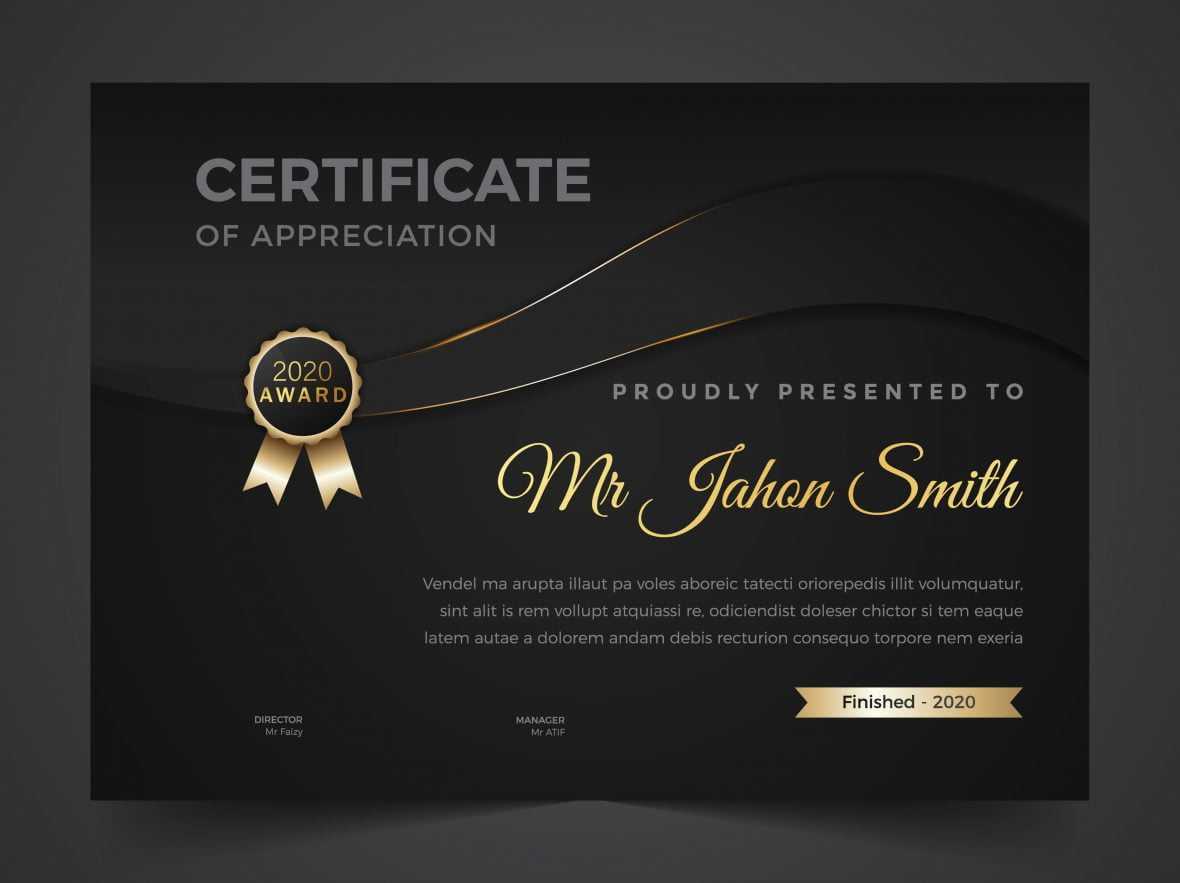Diploma certificate template in dark theme
