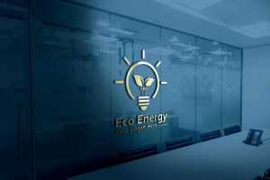 Eco Energy Light Bulb with Leaves Logo Design