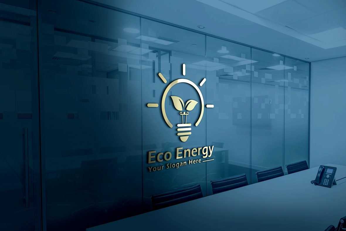 Eco Energy Light Bulb with Leaves Logo Design