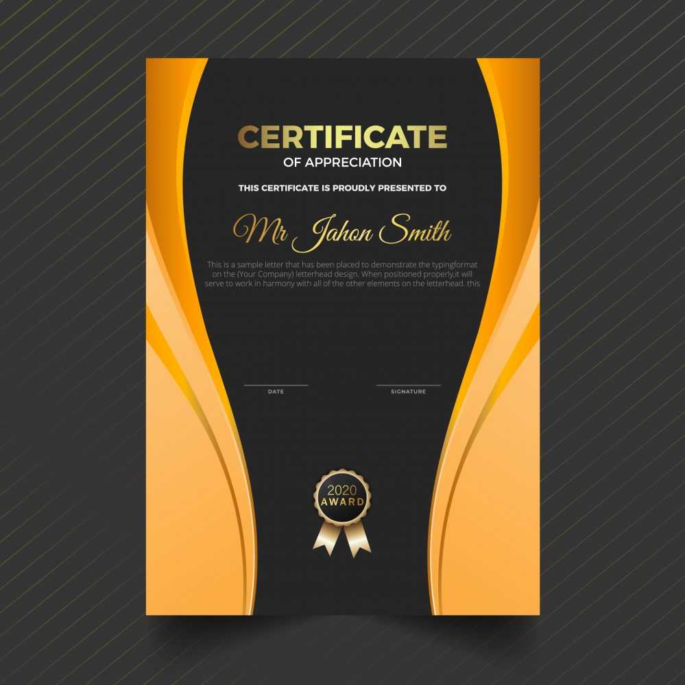 Editable Portrait Certificate of Appreciation Template