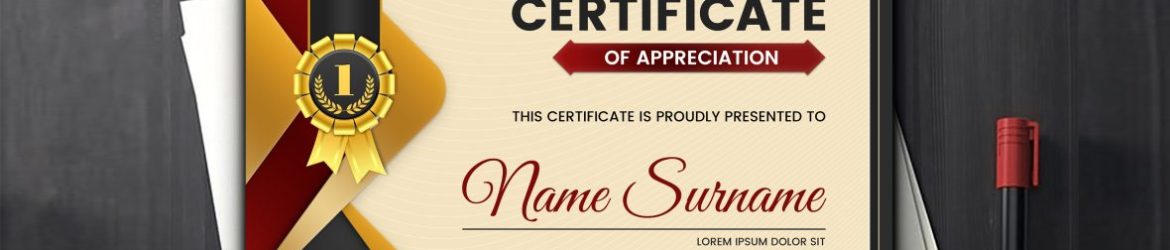 Elegance Horizontal Certificate With Vector Photoshop Template