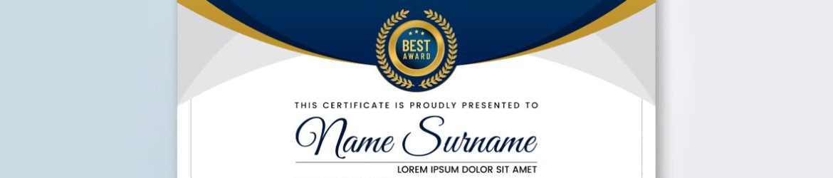 Elegant blue and gold diploma certificate vector image