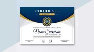Elegant blue and gold diploma certificate vector image