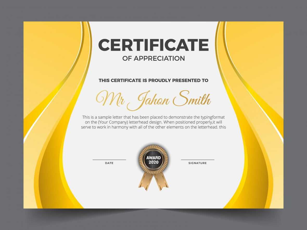 Elegant certificate template with gold details