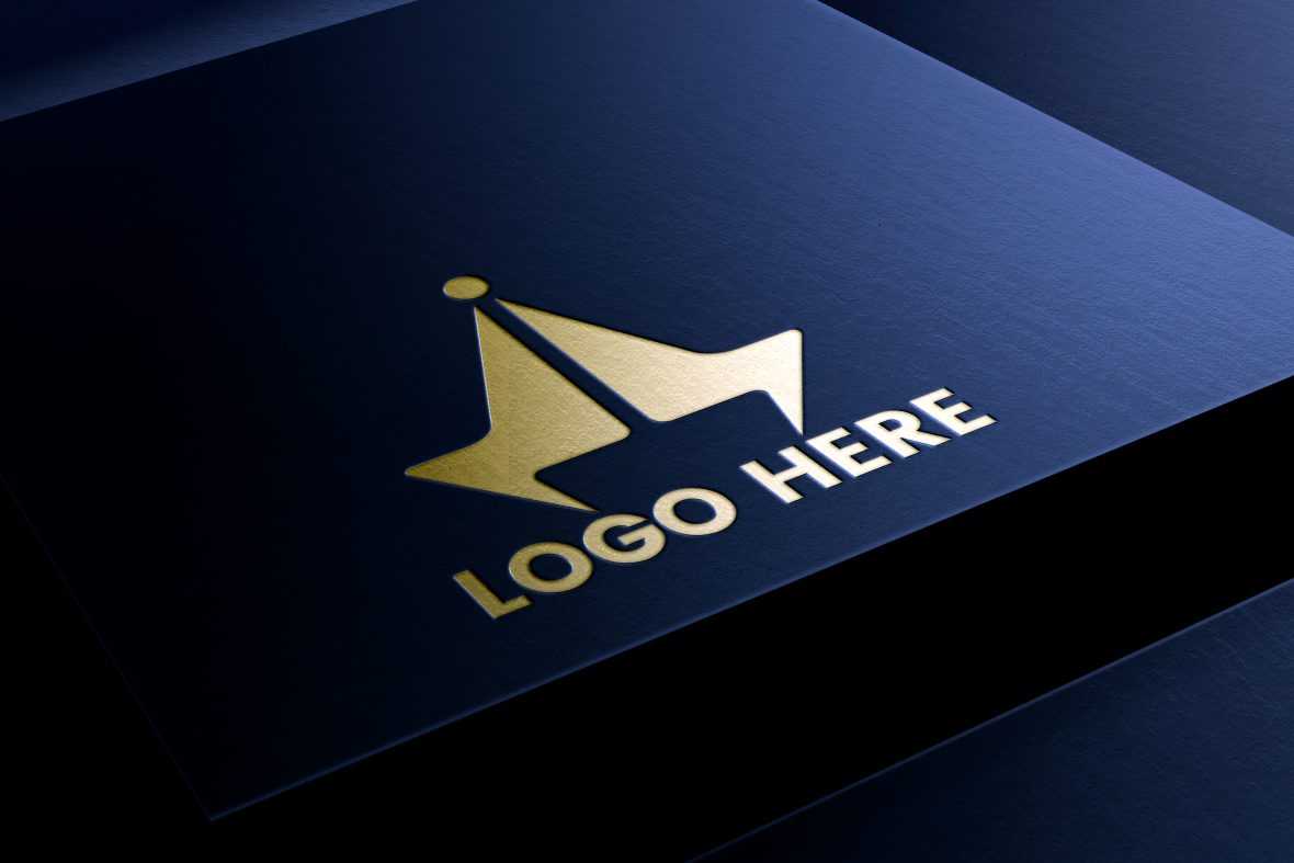 Elegant luxurious black box golden brand logo mockup