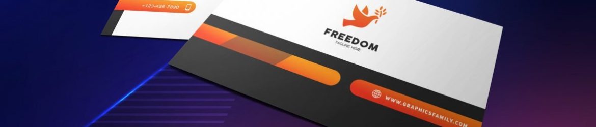 Elegant Orange, Black and White Business Card .PSD Template