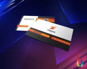 Elegant Orange, Black and White Business Card .PSD Template