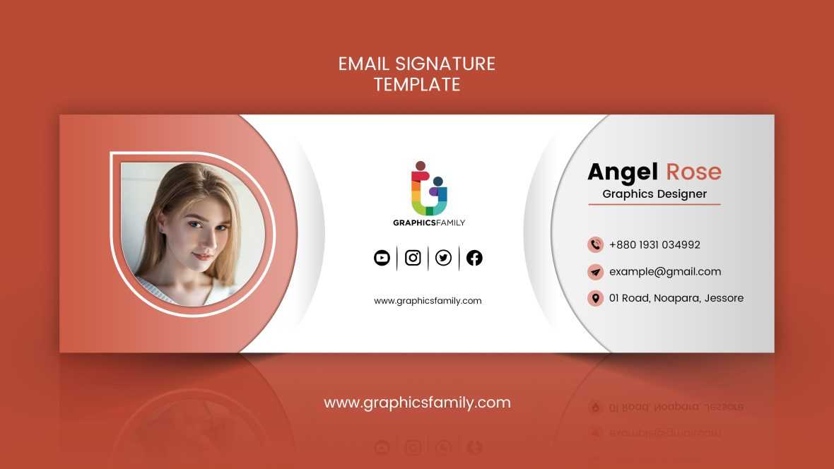 Email Signature Design In Flat Style PSD