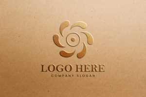 Embossed Gold Logo Mockup on Craft Paper