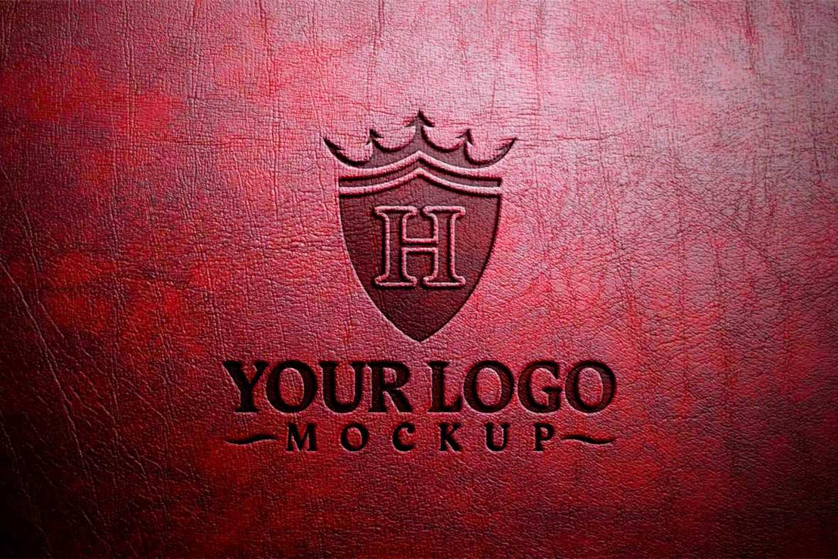 Embossed Leather Logo Mockup