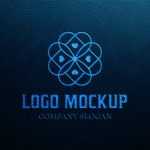 Embossed Stamping Logo Mockup on Dark Blue Leather Background
