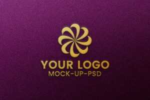 Embroidered Stitched Logo Mockup on Pink Fabric