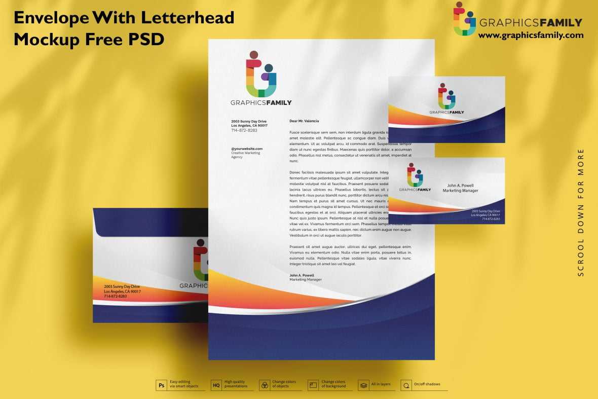 Envelope with Letterhead Mockup Free PSD