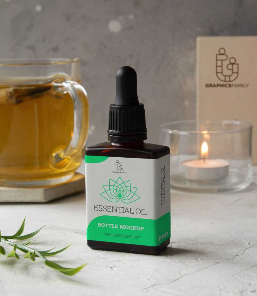 Essential Oil Bottle Packaging Mockup