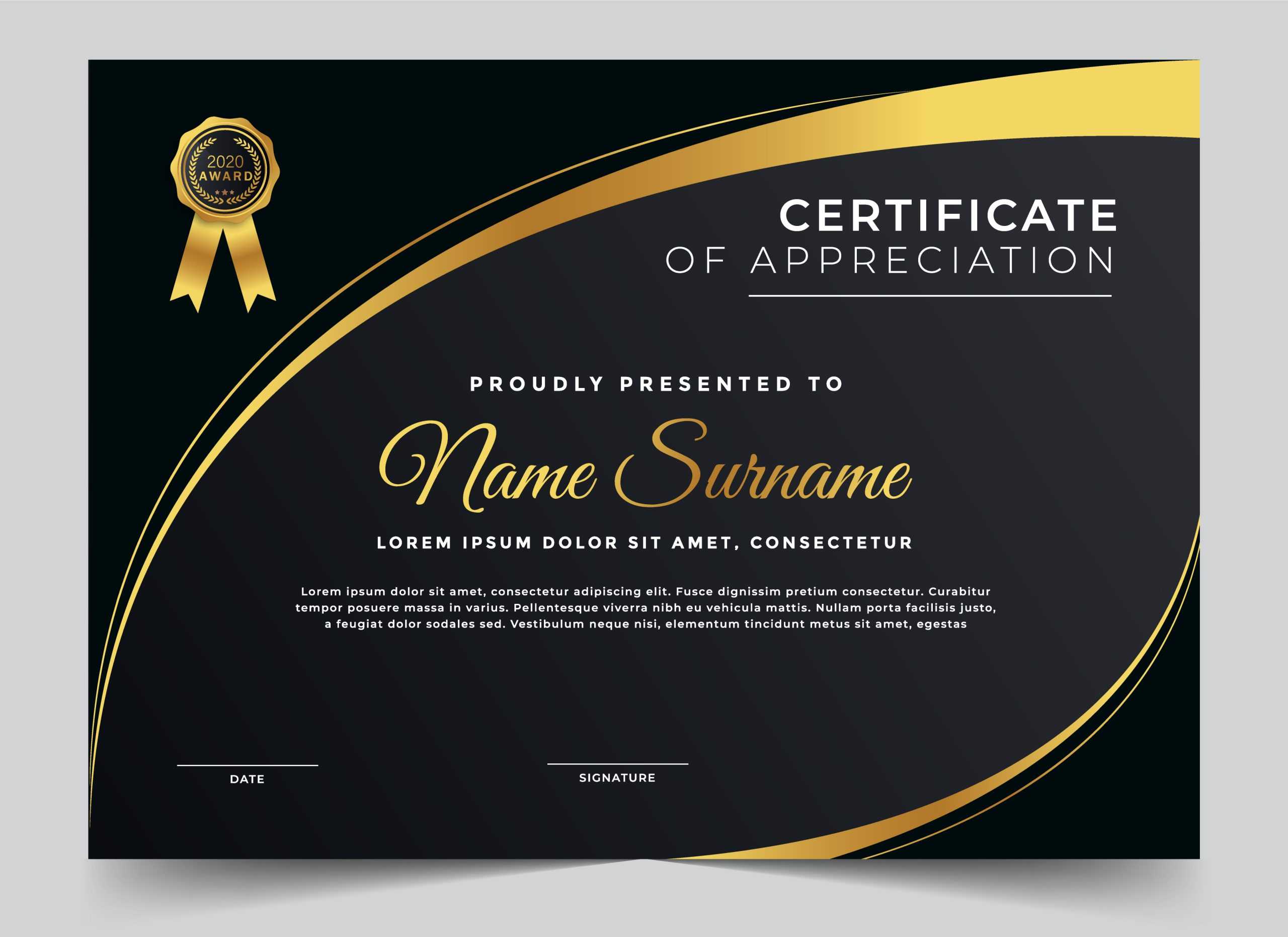 Excellence Award Certificate Template