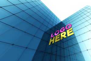 Exterior Building Glass Wall Logo Mockup