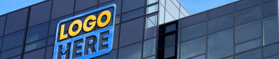 Famous Hi-Tech Business Building 3D Logo mockup