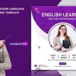 Flat design language learning template - Download Grátis Flat design language learning template