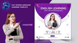 Flat design language learning template