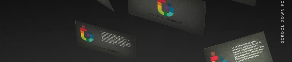 Floating business cards showcase mockup