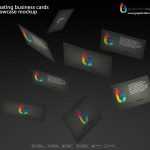 Floating business cards showcase mockup