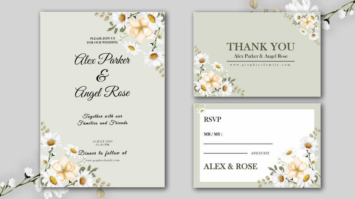 Floral Wedding RSVP and Thank You Card Design Template