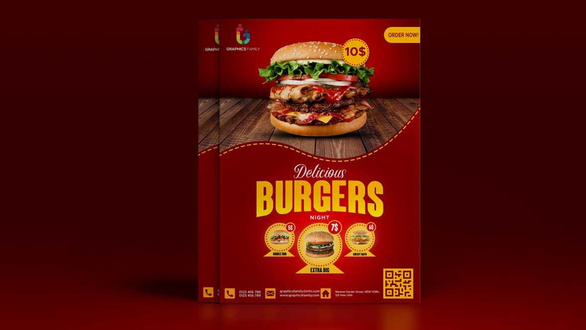 Food social media promotion and Instagram banner post design flyer template