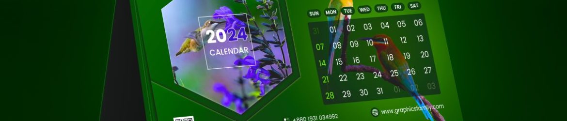 Free 2024 Green Desk Calendar Design
