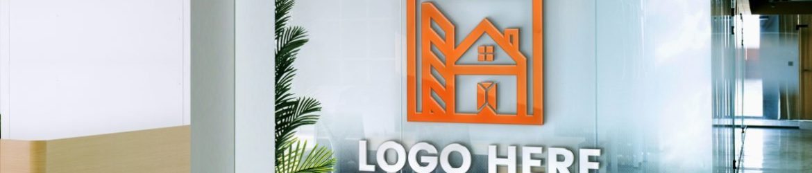 Free 3D Glass Window PSD Logo Mockup