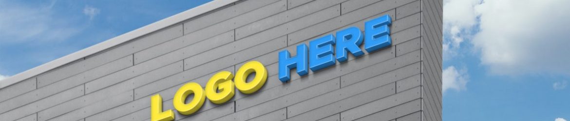 Free 3D Logo Sign on Building Facade Wall Mock-Up
