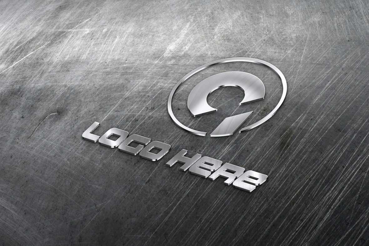 Free 3D Realistic Steel Logo Mockup
