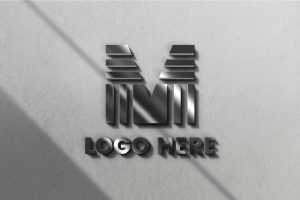 Free 3D Steel Logo Mockup