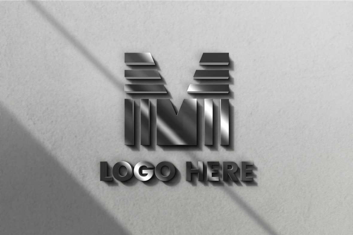 Free 3D Steel Logo Mockup