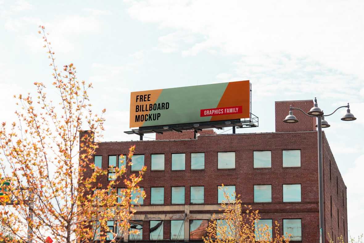 Free Billboard Design on Building Mockup