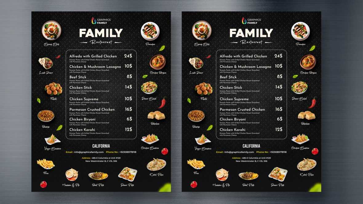 Free Black Restaurant Food Menu Design