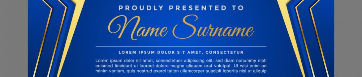 Free Blue and Gold Certificate with Badge Template