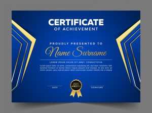 Free Blue and Gold Certificate with Badge Template
