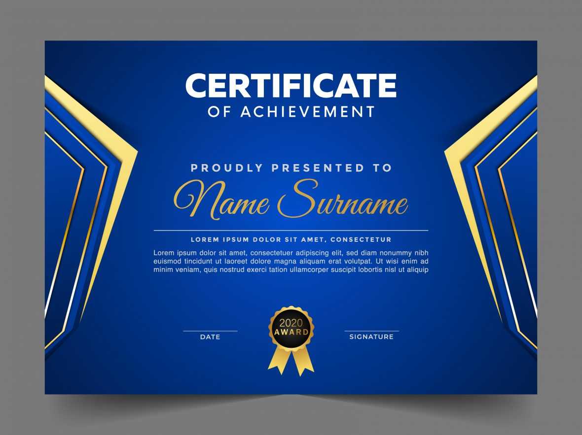 Free Blue and Gold Certificate with Badge Template
