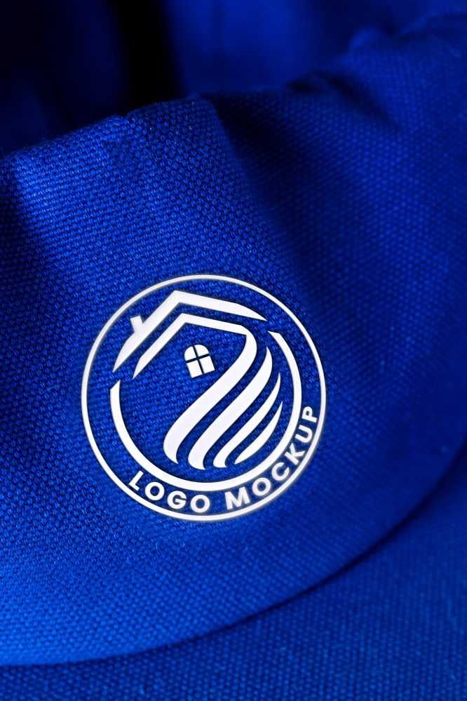 Free Blue and White Textile Logo Mockup