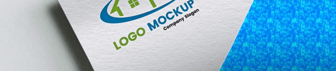 Free Blue Paper Logo Mockup