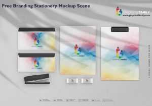 Free Branding Stationery Mockup Scene