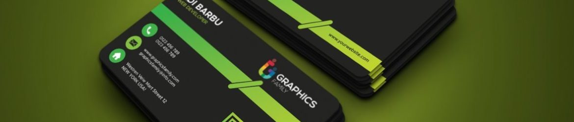 Free Business Card Template with Green Line Design