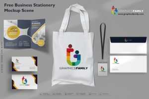 Free Business Stationery Mockup Scene