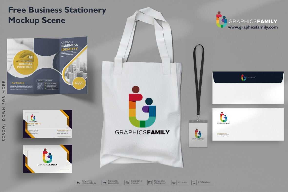 Free Business Stationery Mockup Scene