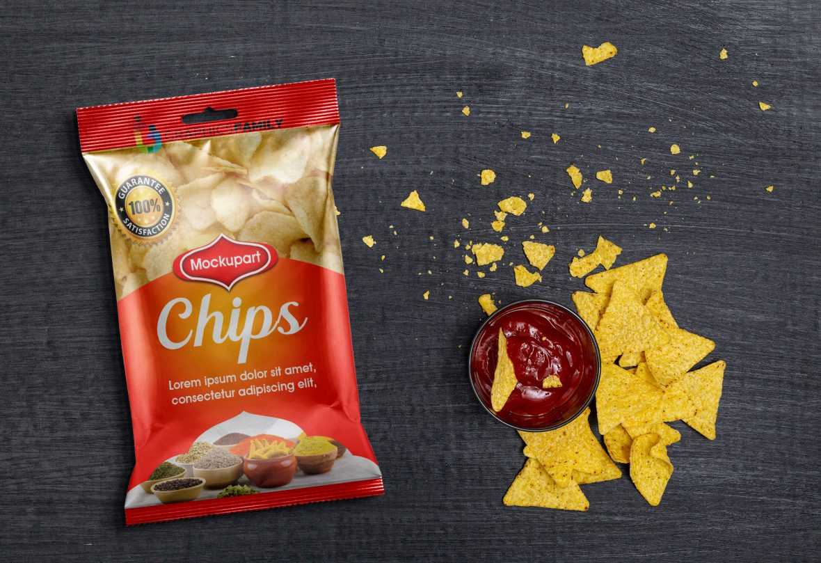 Free Chips Bag Packaging Mockup