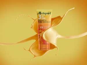 Free Cosmetics Sunscreen Tube Hand Cream Mock-Up