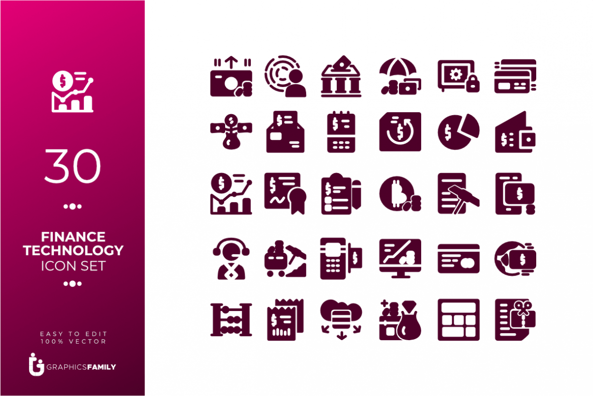 Free Finance Technology Icon Set