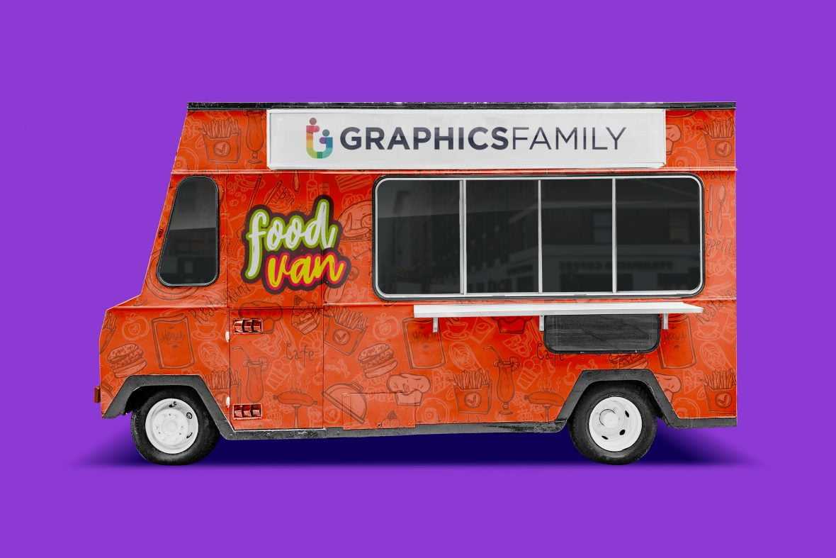 Free Food Van Mockup